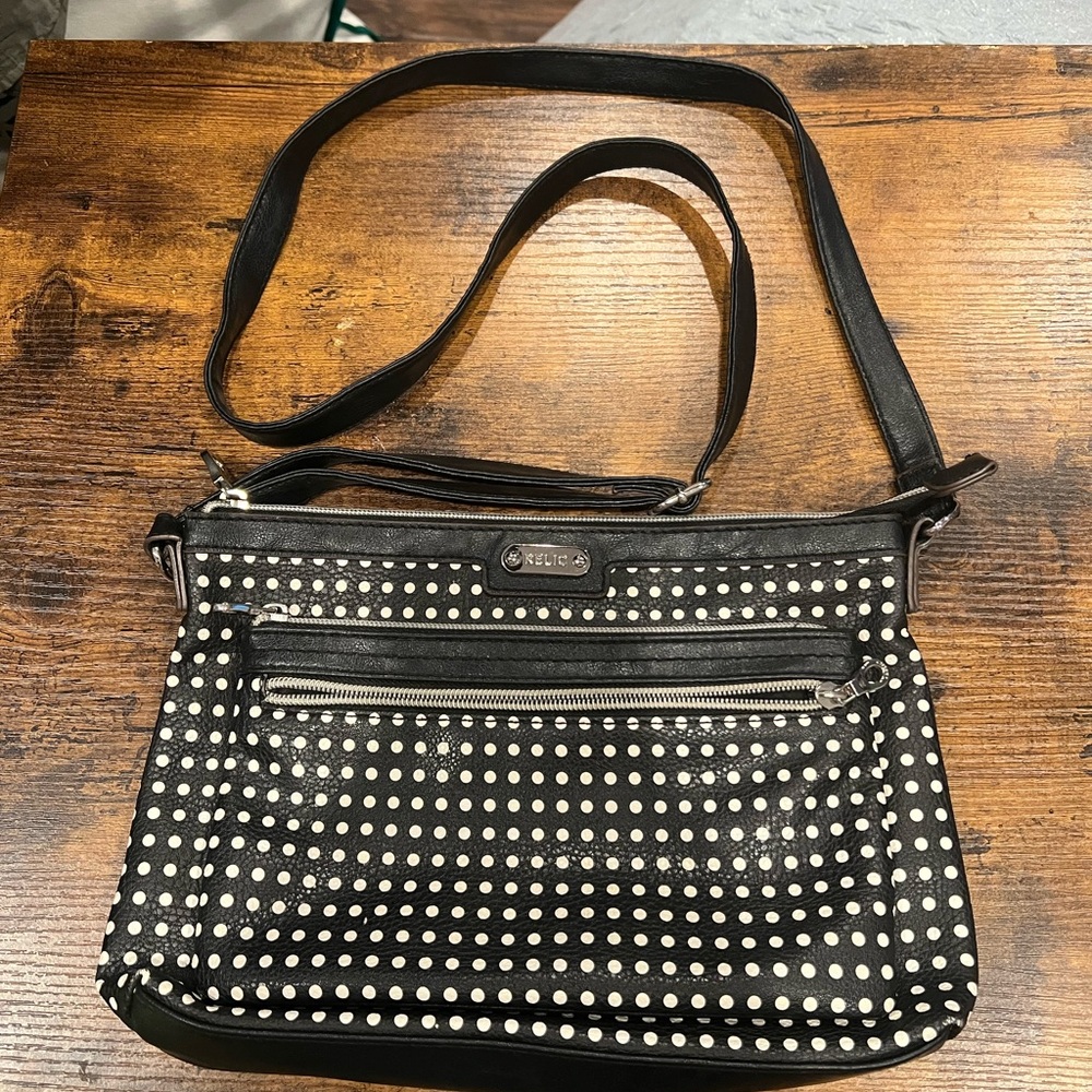 Relic Black and White Dot Crossbody Bag